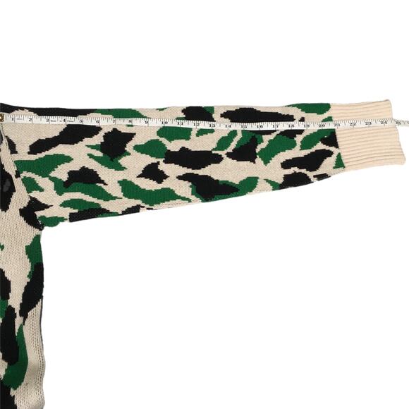 Sugar + Lips Sweater Cropped Crewneck Camo Green NEW Women's XL Knit Casual Top - Picture 6 of 10